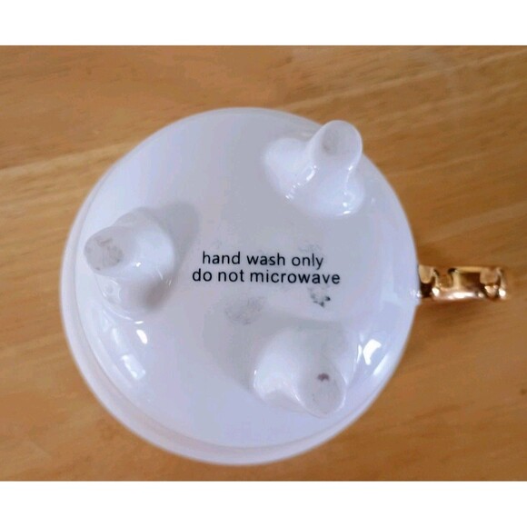 Creative Co-Op "Tired As A Mother" Funny Humor Footed Tea Cup w/ Gold Handle - Picture 5 of 5